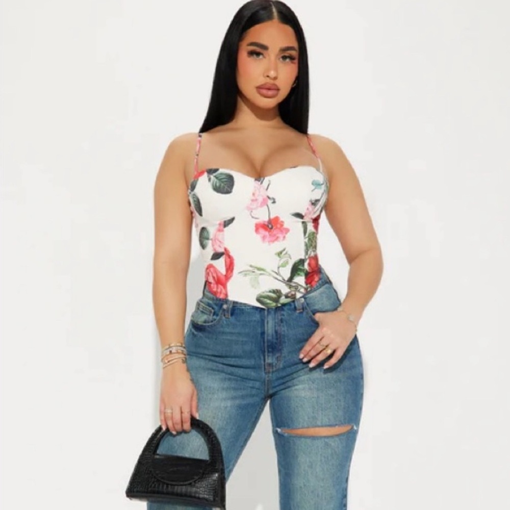Floral Print Corset Top- new